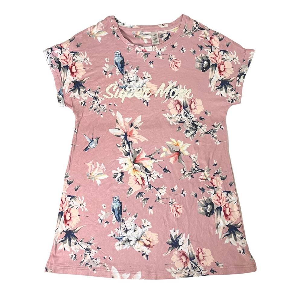 NWT Dearfoams Women’s Super Mom Mauve Pink Sleep Dress Nightgown Size Large